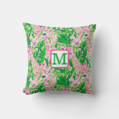 Preppy Giraffen Roze Groen Tropisch Monogram Kussen (Voorkant)