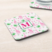 Preppy Giraffes Cosmopolitans Monogram Bier Onderzetter (Linkerzijde)