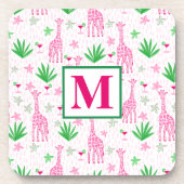 Preppy Giraffes Cosmopolitans Monogram Bier Onderzetter (Voorkant)