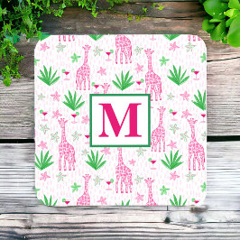 Preppy Giraffes Cosmopolitans Monogram Bier Onderzetter