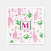Preppy Giraffes Cosmopolitans Monogram Servet (Voorkant)