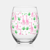 Preppy Giraffes Cosmopolitans Monogram Wijnglas Zonder Voet (Links)