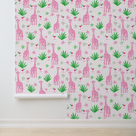 Preppy Giraffes Cosmopolitans Oerwoud Bloemen Behang