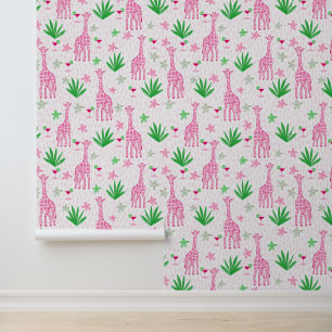Preppy Giraffes Cosmopolitans Oerwoud Bloemen Behang