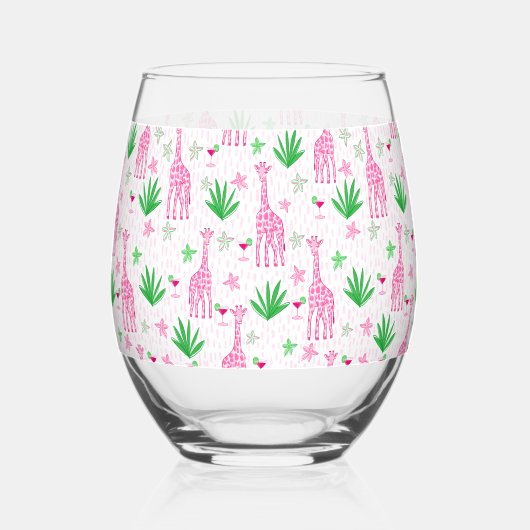 Preppy Giraffes Cosmopolitans Wijnglas Zonder Voet (Voorkant)