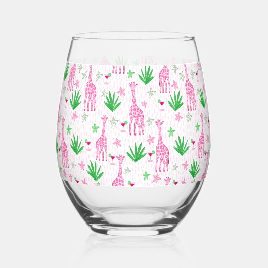Preppy Giraffes Cosmopolitans Wijnglas Zonder Voet (Achterkant)