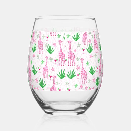 Preppy Giraffes Cosmopolitans Wijnglas Zonder Voet (Links)