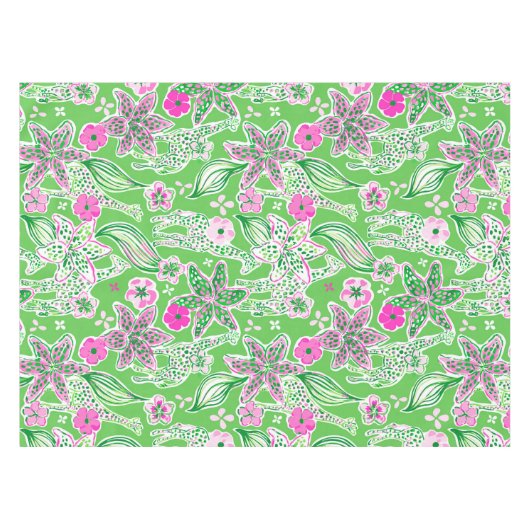 Preppy Giraffes Lily Pink Green Tafelkleed (Voorkant (Horizontaal))