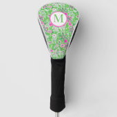Preppy Giraffes Lily Roze Groen Monogram Golfheadcover (Voorkant)