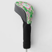 Preppy Giraffes Roze Groen Monogram Golfheadcover (Schuin)