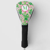 Preppy Giraffes Roze Groen Monogram Golfheadcover (Voorkant)