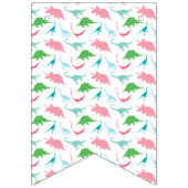 Preppy Girl Dinosaur Silhouette Birthday Banner (Eerste vlag)
