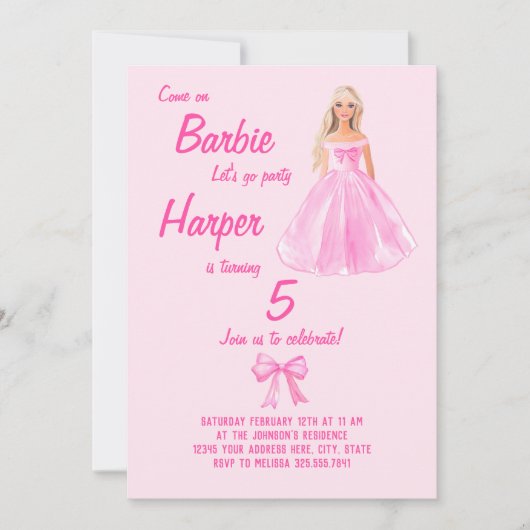 Preppy Girl Doll Verjaardag Coquette Kaart (Voorkant)