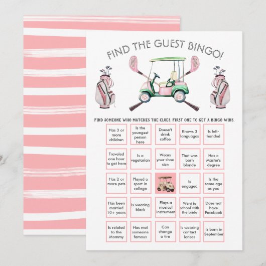 Preppy Girl Golf Vind de gast BINGO Kaart (Voorkant / Achterkant)