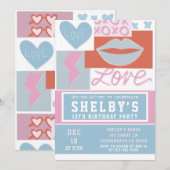 Preppy Girls Birthday Party Kaart (Voorkant / Achterkant)