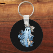 Preppy Girly Coquette Bow Patchwork Ghost Herfst H Sleutelhanger (Voorkant)