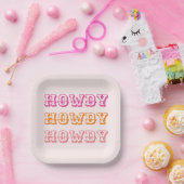Preppy Girly Howdy Hot Roze Sinaasappel Papieren Bordje (Feest)