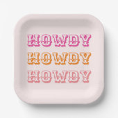 Preppy Girly Howdy Hot Roze Sinaasappel Papieren Bordje (Voorkant)
