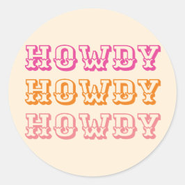 Preppy Girly Howdy Hot Roze Sinaasappel Ronde Sticker