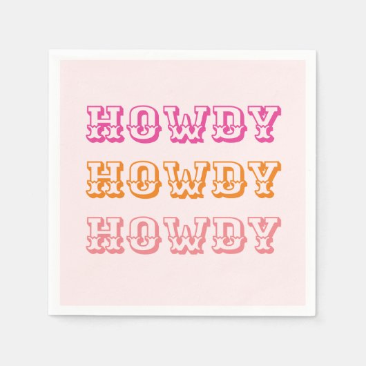 Preppy Girly Howdy Hot Roze Sinaasappel Servet (Voorkant)