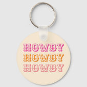 Preppy Girly Howdy Hot Roze Sinaasappel Sleutelhanger (Voorkant)