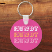 Preppy Girly Howdy Hot Roze Sinaasappel Sleutelhanger (Achterkant)