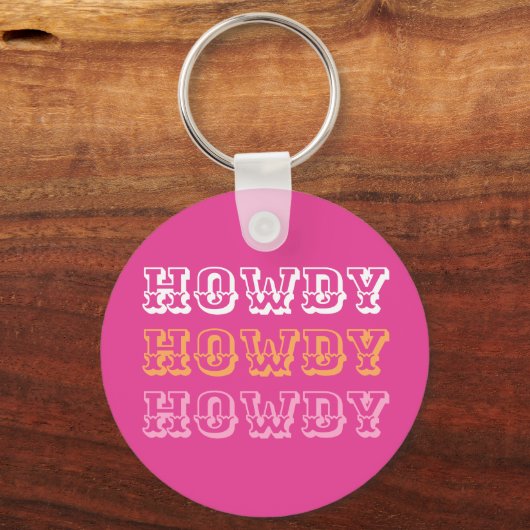 Preppy Girly Howdy Hot Roze Sinaasappel Sleutelhanger (Achterkant)