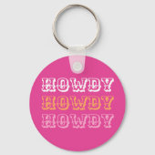 Preppy Girly Howdy Hot Roze Sinaasappel Sleutelhanger (Achterkant)