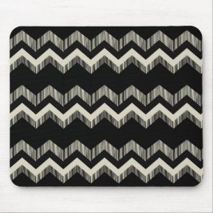 Preppy Girly Patroon Zwart en Grijs Chevron Muismat