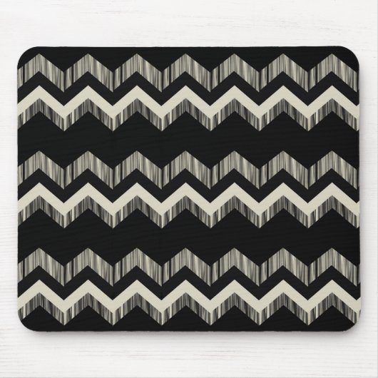 Preppy Girly Patroon Zwart en Grijs Chevron Muismat (Voorkant)