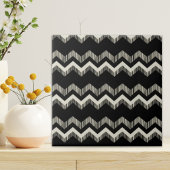 Preppy Girly Patroon Zwart en Grijs Chevron Tegeltje