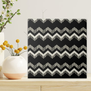 Preppy Girly Patroon Zwart en Grijs Chevron Tegeltje