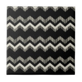 Preppy Girly Patroon Zwart en Grijs Chevron Tegeltje (Voorkant)