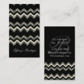 Preppy Girly Patroon Zwart en Grijs Chevron Visitekaartje (Voorkant / Achterkant)