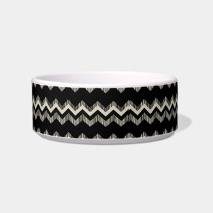 Preppy Girly Patroon Zwart en Grijs Chevron Voerbakje