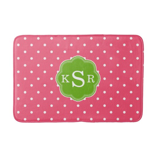 Preppy Girly | Watermeloen roze groene Stippen Aan Badmat (Voorkant)