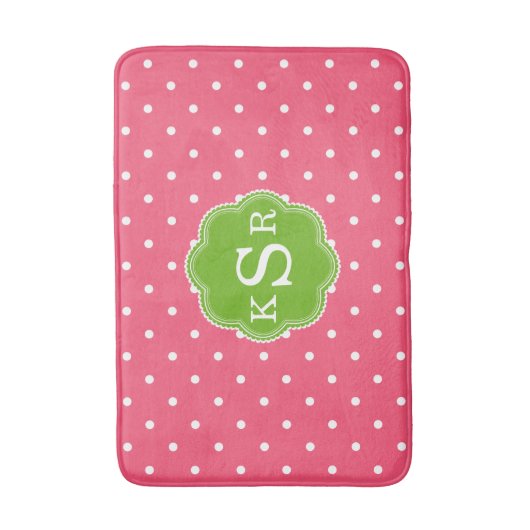 Preppy Girly | Watermeloen roze groene Stippen Aan Badmat (Voorkant Verticaal)