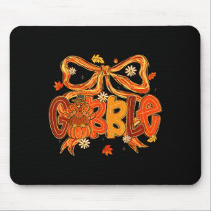 Preppy Gobble Coquette Strik Kalkoen Thanksgiving Muismat