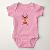 Preppy Gold Deer Antler-monogram afspelen Romper (Voorkant)