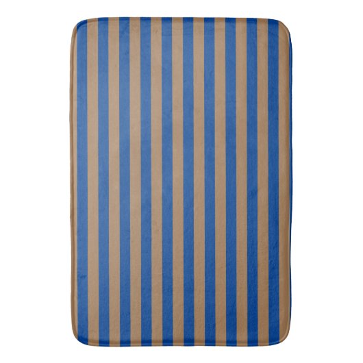 Preppy Gold en Blue Stripes Geometric Pattern Badmat (Voorkant Verticaal)