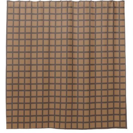 Preppy Gold en Bronze Geometric Grid Pattern Douchegordijn (Voorkant)