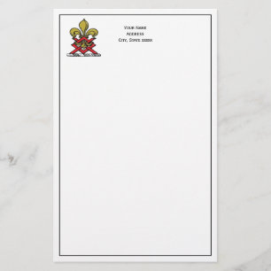 Preppy Gold Red Heraldic Crest Fleur de Lis Emblem Briefpapier