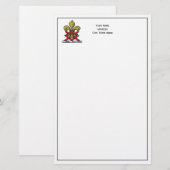 Preppy Gold Red Heraldic Crest Fleur de Lis Emblem Briefpapier (Voorkant / Achterkant)