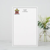 Preppy Gold Red Heraldic Crest Fleur de Lis Emblem Briefpapier (Staand voorkant)