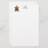 Preppy Gold Red Heraldic Crest Fleur de Lis Emblem Briefpapier (Voorkant / Achterkant)