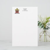Preppy Gold Red Heraldic Crest Fleur de Lis Emblem Briefpapier (Staand voorkant)
