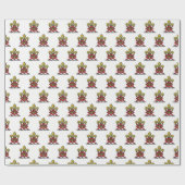 Preppy Gold Red Heraldic Crest Fleur de Lis Emblem Cadeaupapier (Vlak)