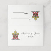 Preppy Gold Red Heraldic Crest Fleur de Lis Emblem Plaatskaartje (Buitenkant ongevouwen)