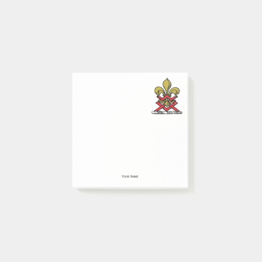 Preppy Gold Red Heraldic Crest Fleur de Lis Emblem Post-it® Notes (Voorkant)