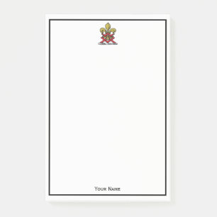 Preppy Gold Red Heraldic Crest Fleur de Lis Emblem Post-it® Notes